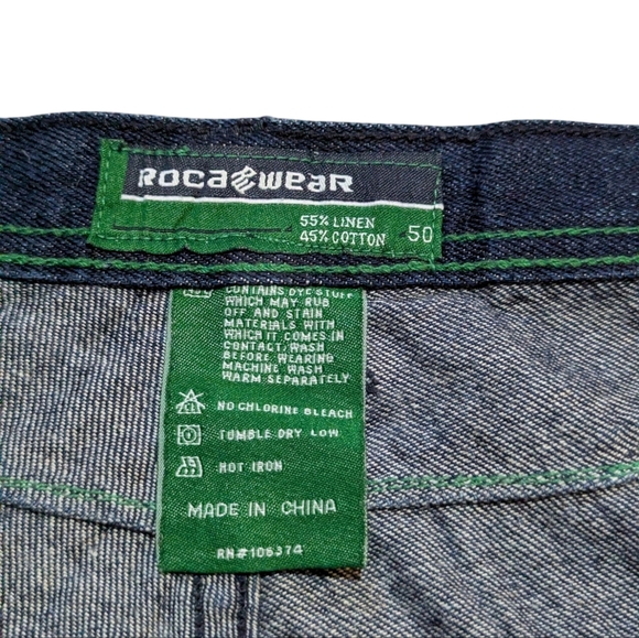 Rocawear Jeans Baggy Linen Cotton Blend 50 x32 Y2K Retro - Picture 3 of 11